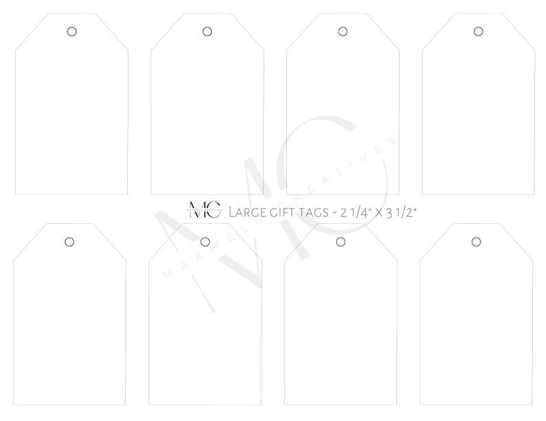 Gift Tag Template, 2 Sizes, Blank Gift Tags Etsy