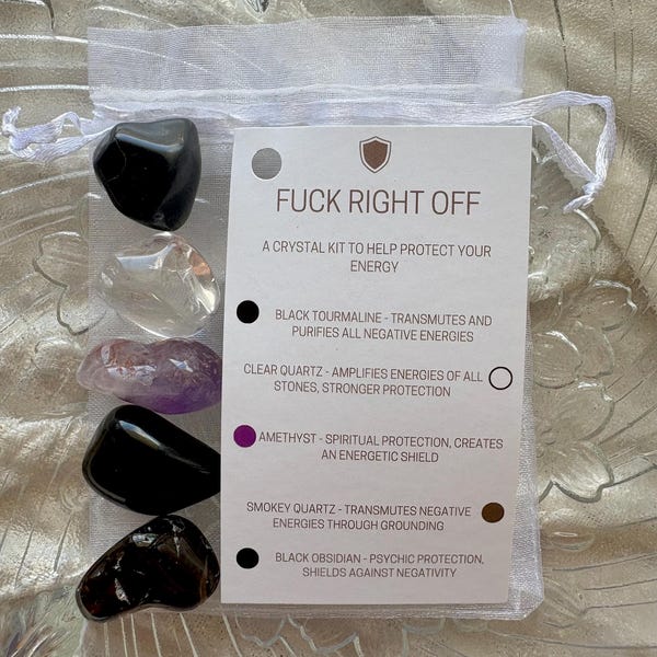 Crystal Kit, F*ck Right Off, Tumbled Stones, Healing Crystals, Gemstone Set, Metaphysical Crystals, Energy Healing, Spiritual Gift