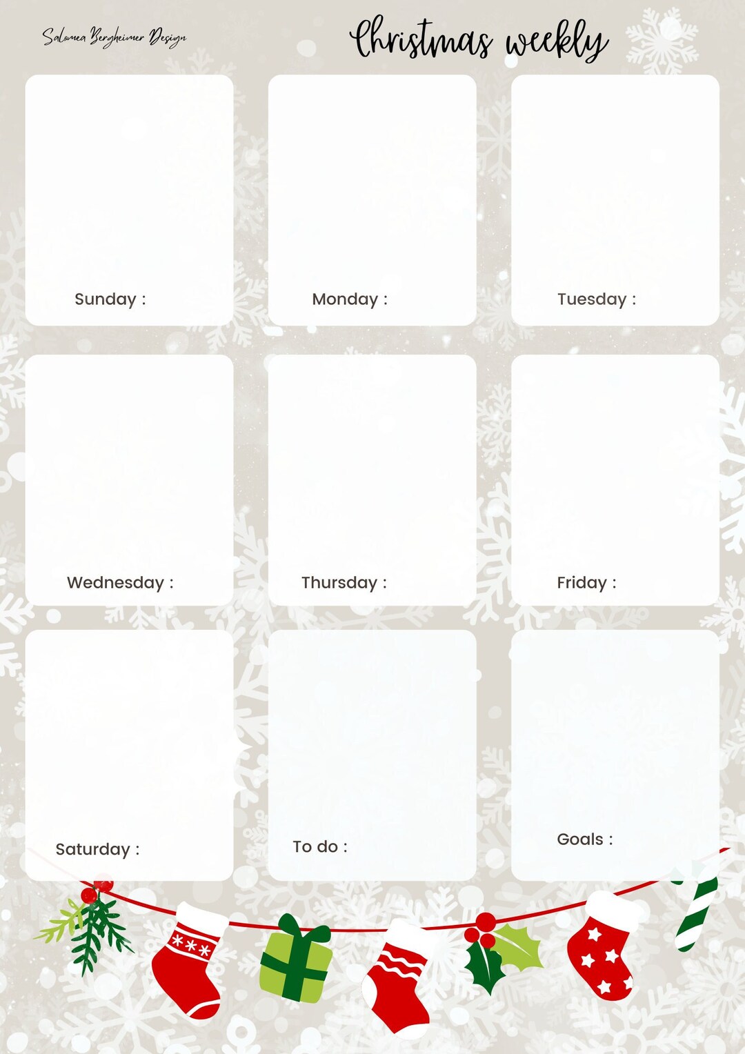 Printable Christmas Weekly Planner Page - Etsy