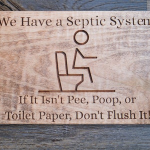 Septic Tank Warning Sign for Visitors or Air B&B Renters