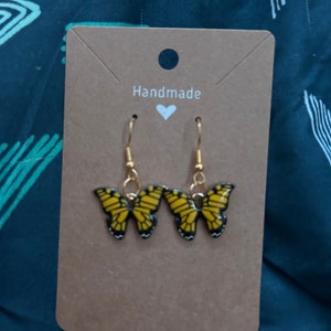 Bright Yellow Butterfly Earrings