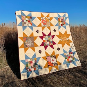 Wandermore Quilt Pattern for Queen-Size, Throw-Size, or optional King-Size Bed Quilt.  Easy pattern, quick to piece.  Modern traditional.