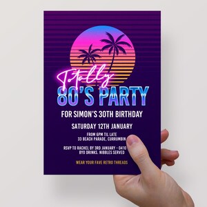 80s Party Invitation: Miami Vibe Neon Birthday Invite Template, Instant Download #80MV bild 3