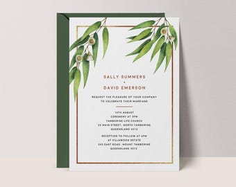 Australian Greenery Wedding Invitation: Rustic Native Invite Template, Instant Download #AN9