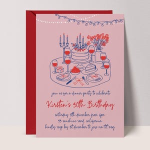 Dinner Party Invitation Template, Custom Scribble Style Handdrawn Invite, Handwritten Birthday Illustration, Whimsical Whimsy #WH3