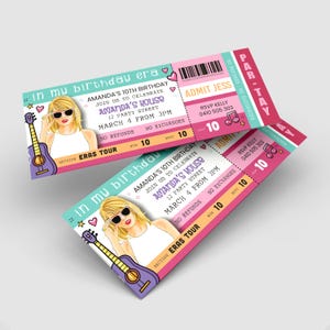 Eras Tour Birthday Invitation | Editable In My Birthday Era Ticket Invite Template | Girls Party Invitation Instant Download Printable, ERAS