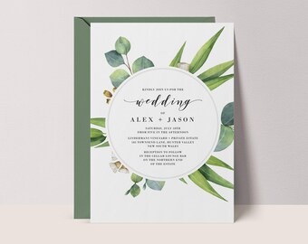 Eucalyptus Wedding Invitation: Australian Watercolor Greenery Design #EL3