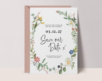 Wildflower Wedding Save the Date Template, Vintage Garden (Digital Download) #VG3