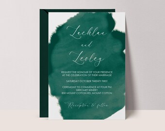 Emerald Watercolor Wedding Invitation Template (Digital Download) #EW3