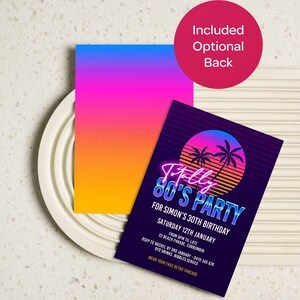 80s Party Invitation: Miami Vibe Neon Birthday Invite Template, Instant Download #80MV bild 2