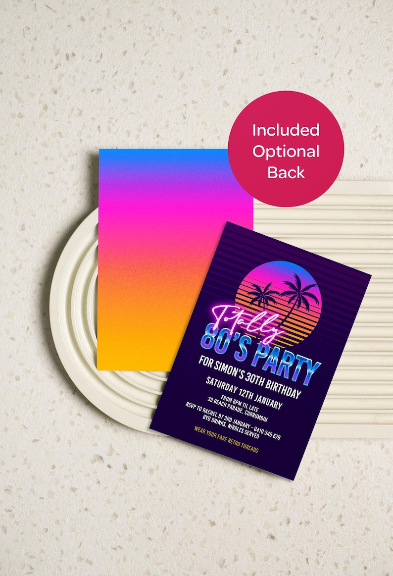 80s Party Invitation: Miami Vibe Neon Birthday Invite Template, Instant Download #80MV bild 2