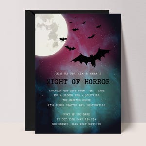 Invitation Halloween Party Template, Night Sky Themed Spooky Invite for Halloween Celebration, Seasonal Party Night of Horror Invites #NS3