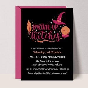 Adults Halloween Party Invite, Editable Drink Up Witches Halloween Invitation Template, Modern Witch Instant Download Printable #DW3