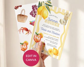 Hand Drawn Summer Soiree Invite: Engagement Party Invitation, Editable Template #SSO1