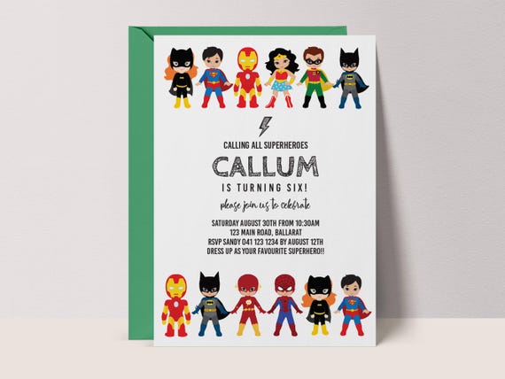 Kids Superhero Invitation, Cartoon Style (Editable, Instant Download) #CH3