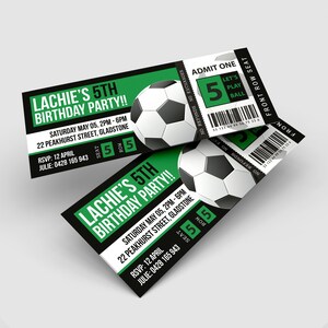 Verjaardagsuitnodiging voetbalticket | Sjabloon verjaardagsuitnodiging voetbalticket | Voetbal kinderfeestje direct downloaden | Afdrukbaar | Aangepast #ST1