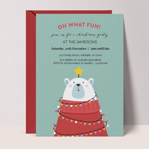 Editable Bear Christmas Party Invitation Template (Digital Download) #BT3