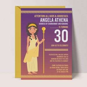 Invitation for Roman Toga Party Template, Female Goddess Invite for Themed Ancient Greece Party Celebration, Printable Greek Invitation #RM3