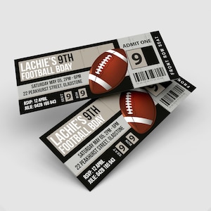 Editable Football Birthday Invitation Gridiron Ticket Design Template Kids Party Instant Download Printable Invite DIY Template GAME ON #FT1