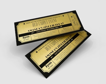 Editable Red Carpet Ticket Invitation: VIP Golden Glam Party (Digital Download 5x7" Template) #RC1