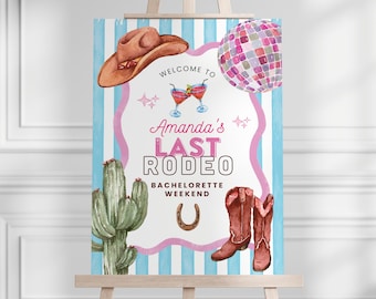 Last Rodeo Hens Party Welcome Sign: Printable Bachelorette Decor Canva Template #LR1