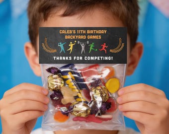 Birthday Lolly Bags: Sports Party Theme, Editable Kids Favors, Instant CANVA Template #OL3