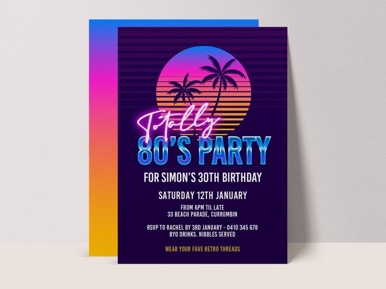 80s party Invitation - Miami vibes