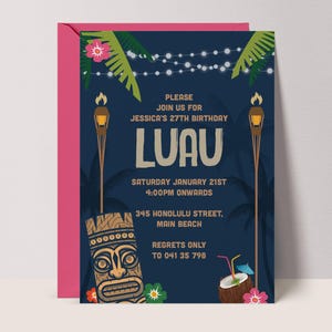 Editable Hawaiian Luau Invitation Template, Hawaiian Luau Custom Invitations, Hawaiian Luau Party Invite Printable Birthday Luau | LUAU #LH3