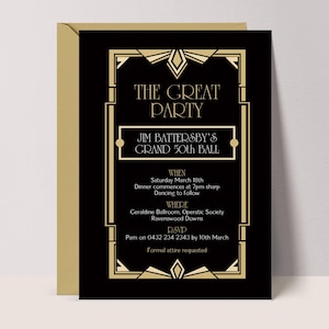 Gatsby Party Invitation | Editable 1920s Art Deco Birthday Invite, Instant Download Digital Template for Great Gatsby Theme, Printable #GB6