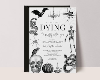 Adult Halloween Invitation - Modern Illustrated Editable Template #VH3