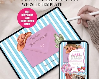 Bachelorette Party Website with RSVP: Last Rodeo Digital Invitation, Editable Canva Template #LR1