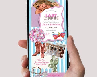 Last Rodeo Digital Invitation: Bachelorette Party Website Invite, Editable Template #LR1