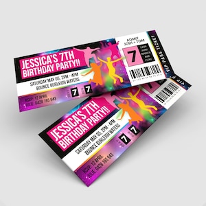 Bearbeitbare Mädchen Hüpfen Trampolin Geburtstagseinladung | Bounce Ticket Geburtstag einladen Vorlage | Kids Party Instant Download Printable #GBT1