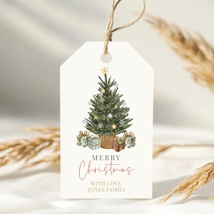 Weihnachten Geschenkanhänger zum Ausdrucken | Druckbare Weihnachtsgeschenkanhänger | Urlaub Gastgeschenk Anhänger | Bearbeitbarer Weihnachtsgeschenkanhänger Download WATERCOLOR BAUM