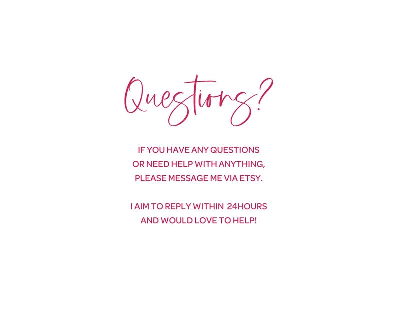 Questions? Please message me via ETSY. I aim to reply within 24 hours and would love to help!