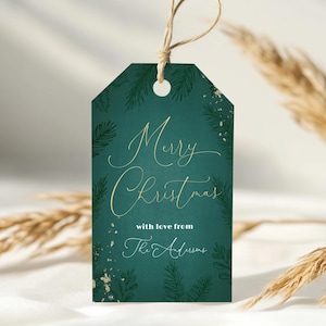 Etichetta regalo di Natale stampabile / Etichetta regalo di Natale verde mozzafiato / Etichetta bomboniera per le feste / Etichette regalo di Natale modificabili / EXQUISITE