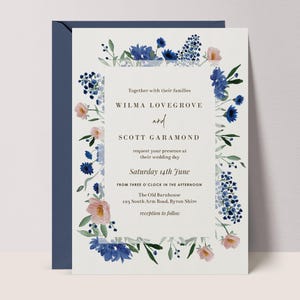 Blue Floral Wedding Invitation Template | Custom Wedding Invitation | Instant Download Printable | DIY Wedding Invitation | ROYAL BLUE #BF3