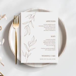 Menús de boda minimalistas / Plantilla de menú de boda imprimible personalizada / Descarga instantánea / Menú moderno / Menú de compromiso / HOJA MINIMALISTA