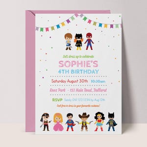 Invito per festa in maschera per bambini / Modello di invito per festa in maschera / Download immediato di invito stampabile carino per bambini, ragazzo o ragazza / VESTITI