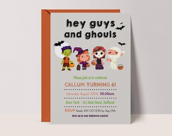 Kids Halloween Invite, Trick or Treat Invitation Template, Editable Party Printable, Instant Download #GG6