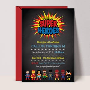 Modello di invito di compleanno per supereroi / Invito di compleanno digitale / Invito telefonico / Download immediato / Stampabile / CHIAMATA A TUTTI I SUPEREROI