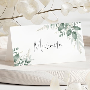Wedding Place Card Template | Custom Greenery Wedding Place Settings, Printable Name Cards, Editable Placecards, Flat + Folded Tent #MS3
