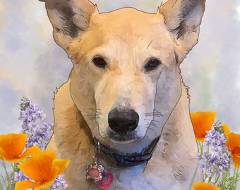 Pet Portrait 5x7 print FLASH SALE