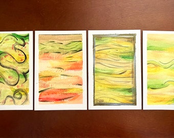 Abstract acrylic cards on Fabriano Artistico 640gsm cotton paper - set 2 of 8