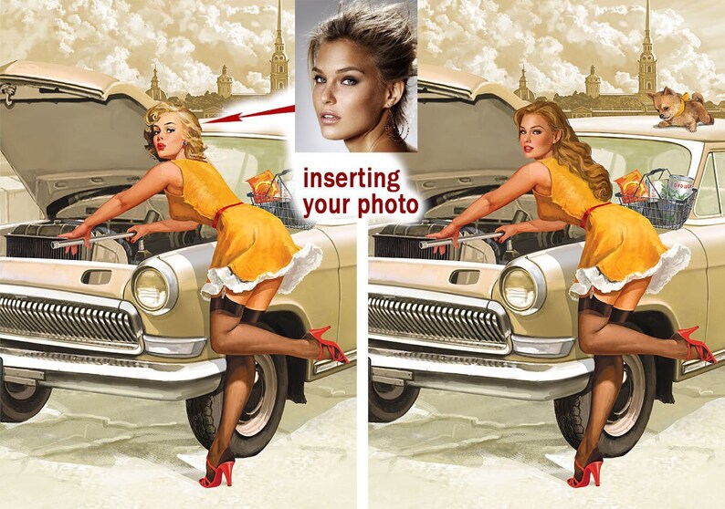 Personalized Portrait Classic Pin up Art Realistic Style Etsy