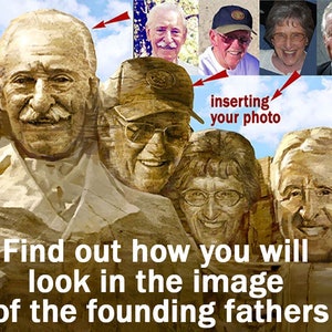 Personalized portrait Mount Rushmore National Memorial  Custom Portraits from photos Hand drawn Digital Unique gift Patriotic art US history