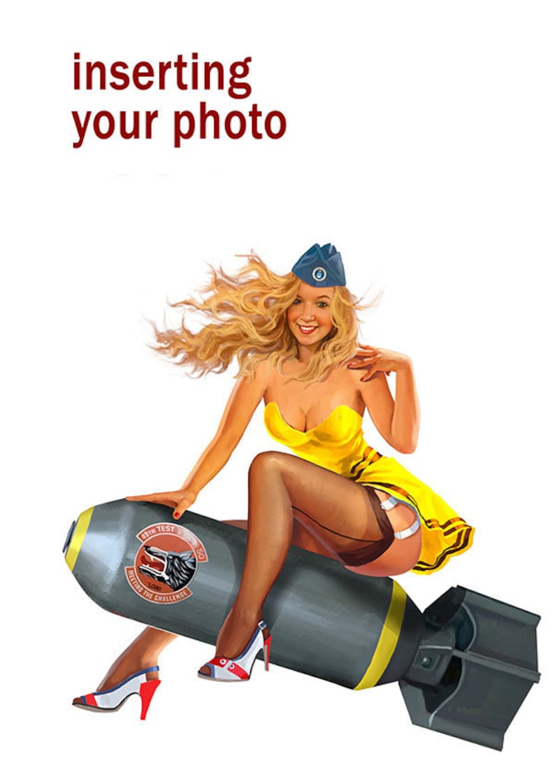Bomber girl, Personalized portrait, Military art, Realistic Style Vintage, Custom Portraits from photo, Hand drawn, Digital Military gift inserting your face