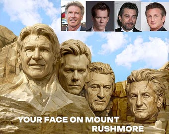 Retrato personalizado del Monte Rushmore a partir de una foto, póster de lona para camiseta personalizado, regalo patriótico único de la historia de EE. UU., descarga digital.