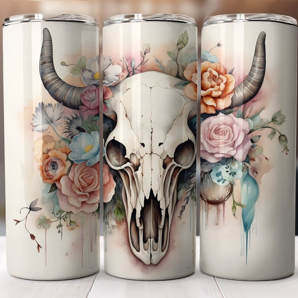 Texas Longhorn Wrap for 20oz Skinny Tumblers | Sublimation Design | Straight & Tapered | PNG | Commercial use Included