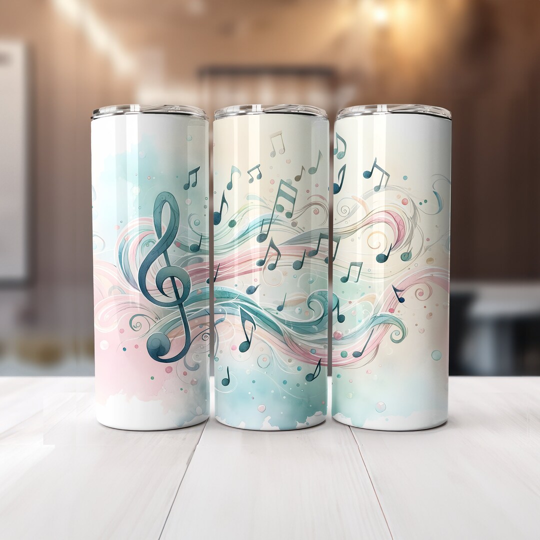 Pastel Music Notes Wrap for 20oz Skinny Tumblers | Sublimation Design ...